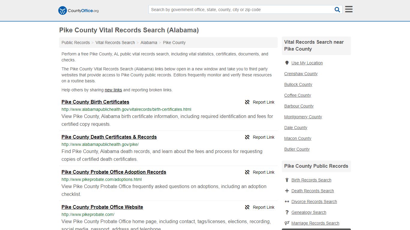 Vital Records Search - Pike County, AL (Birth, Death, Marriage ...